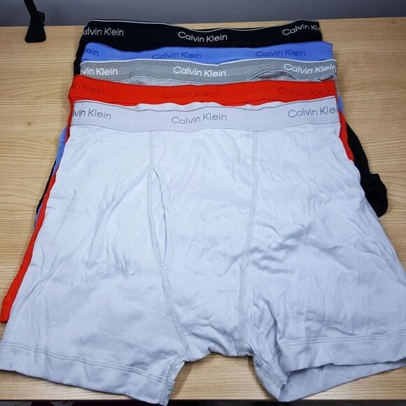 CALVIN KLEIN Boxer Brief Mens XL Gray Blue Black 5-Pack 100% Cotton Classic Fit - Picture 2 of 8